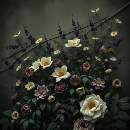 A somber and serene artwork inspired by 'Hollow Thoughts' by Charlotte C