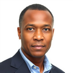 A formal passport ID photo featuring an adult male with a neutral expression, wearing a light blue collared shirt and a dark blazer