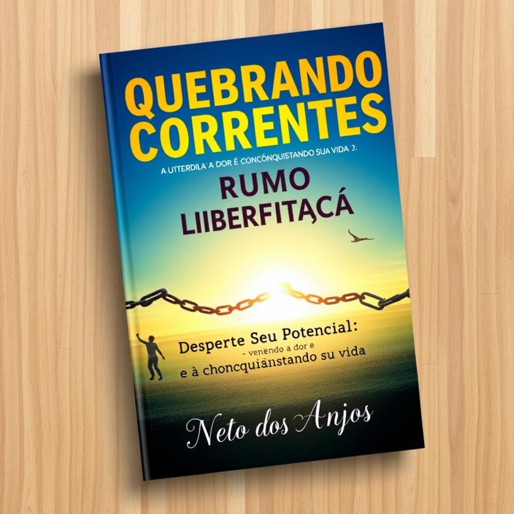 A book cover design featuring the title 'Quebrando Correntes' prominently at the top, with the subtitle 'Rumo à Libertação' just below it, in vibrant and eye-catching typography