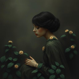 A contemplative artwork inspired by 'Hollow Thoughts' by Charlotte C