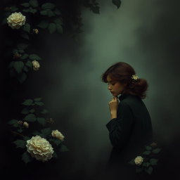 A contemplative artwork inspired by 'Hollow Thoughts' by Charlotte C