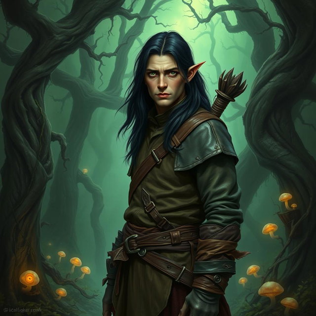 Enchanting Half-Elf Ranger in a Lush Forest