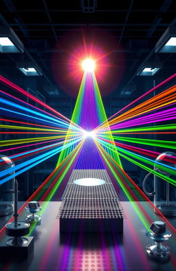 A detailed illustration of wave optics, showcasing the concept of interference patterns created by light waves