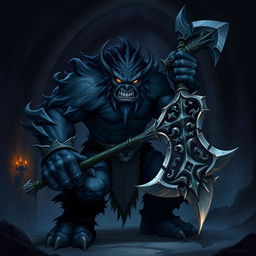 An orc made of dark shadows, illustrated in a Dungeons and Dragons art style