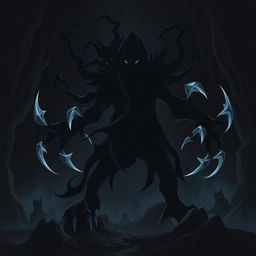 A living shadow with razor sharp claws, illustrated in a Dungeons and Dragons style