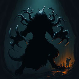 A living shadow with razor sharp claws, illustrated in a Dungeons and Dragons style