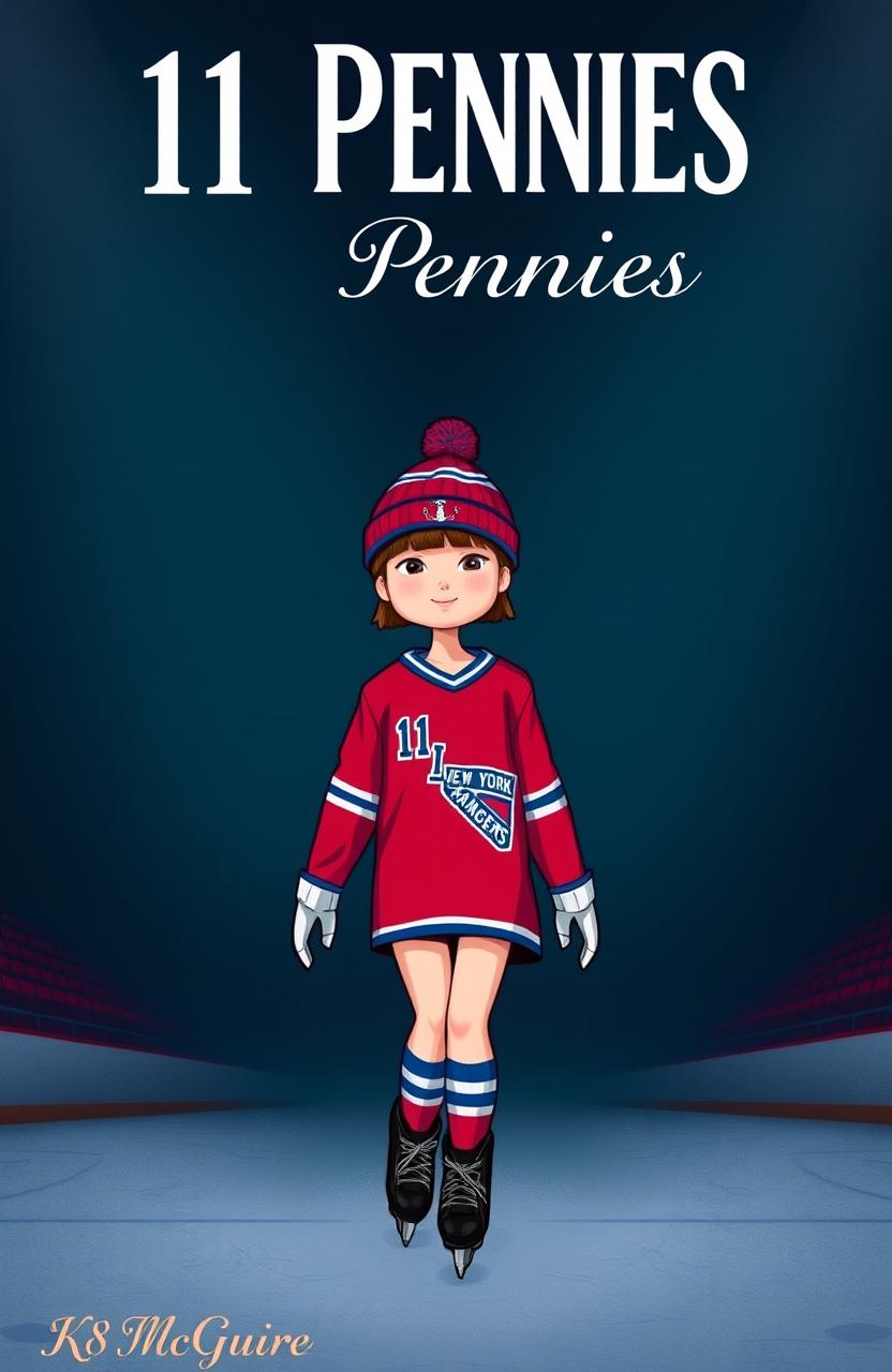 A girl with short brown hair styled in a ponytail, wearing a vibrant red hockey jersey displaying the number 11 on the front