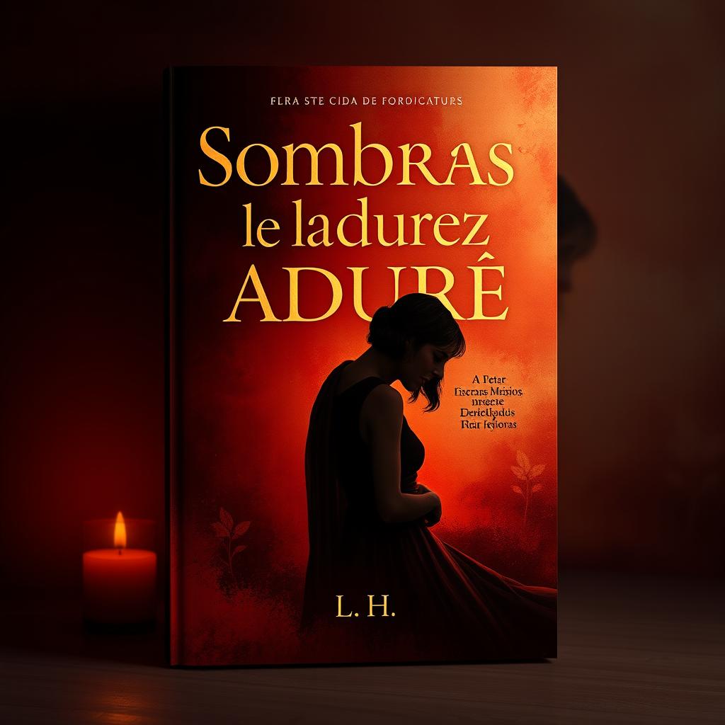 Book cover design with the title 'Sombras de la Madurez' prominently displayed in Spanish, showcasing a typography that conveys the essence of a forbidden love between an older individual and a younger partner