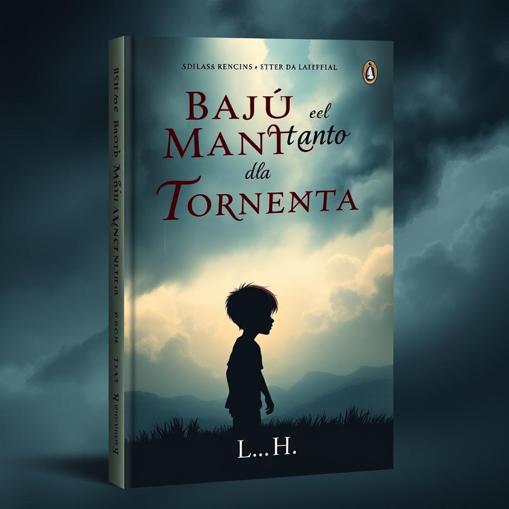 Book cover design for 'Bajo el Manto de la Tormenta', featuring the title in Spanish