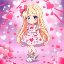 A lovely Sanrio girl character with long, flowing blonde hair and captivating blue eyes, designed without ears for a unique touch