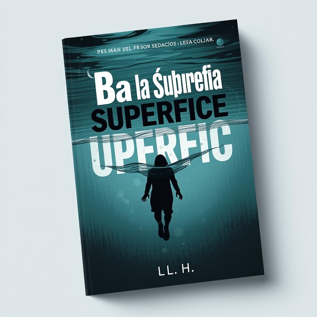 Book cover design for 'Bajo la Superficie' in Spanish, featuring the title in a striking and impactful typography