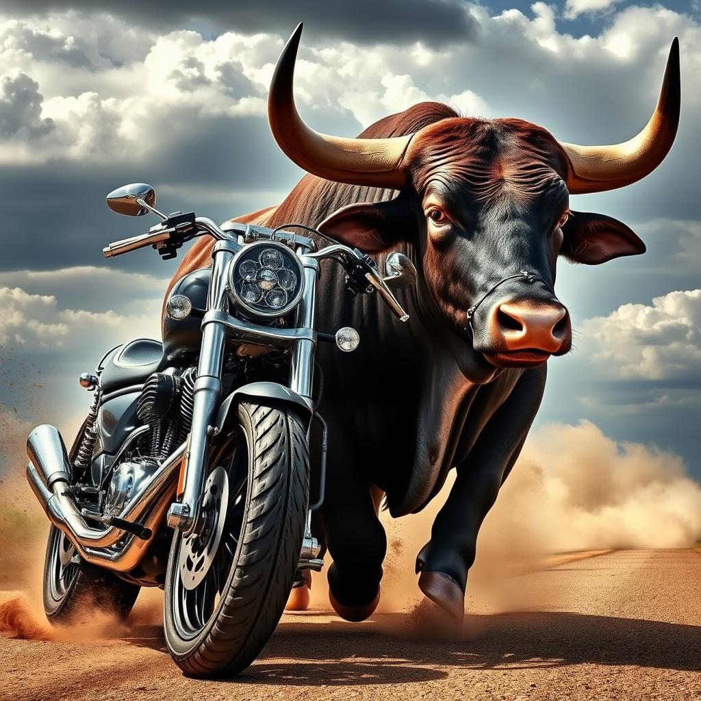 Unleash the Beast: Motorcycle Meets Bull