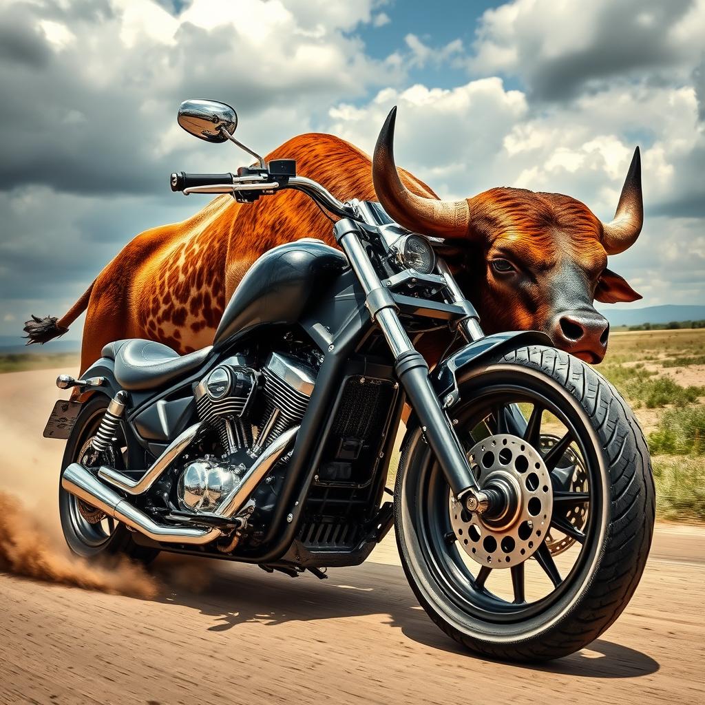 Unleash the Beast: Motorcycle Meets Bull