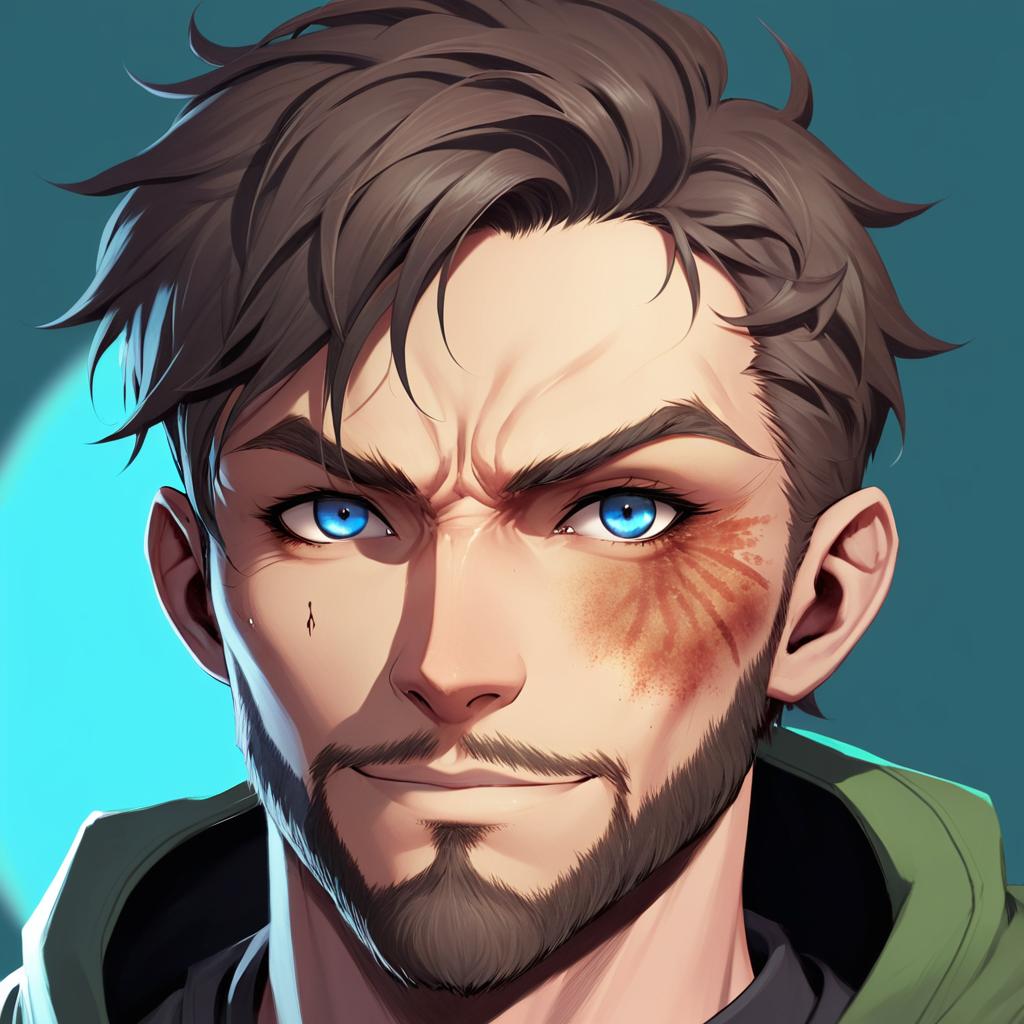 Epic Anime Portrait: Blue-Haired Warrior