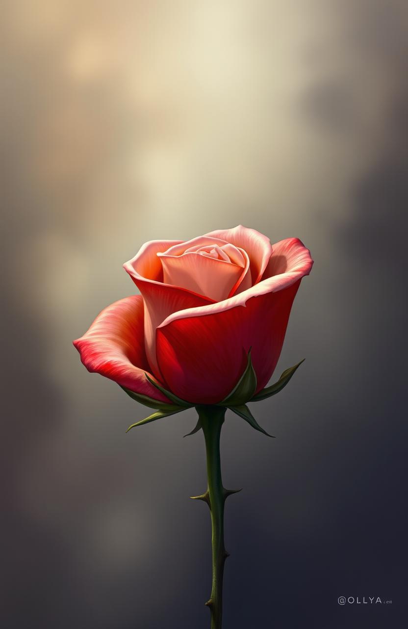 A beautifully detailed illustration of a single rose, centered in the composition