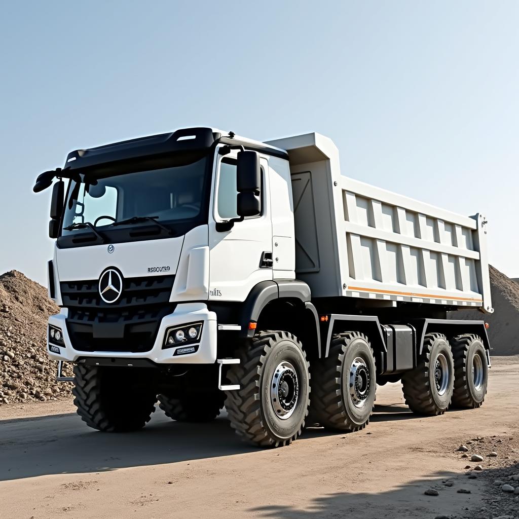 A frontal view of a 15 cubic meter electric dump truck, showcasing its robust and functional design