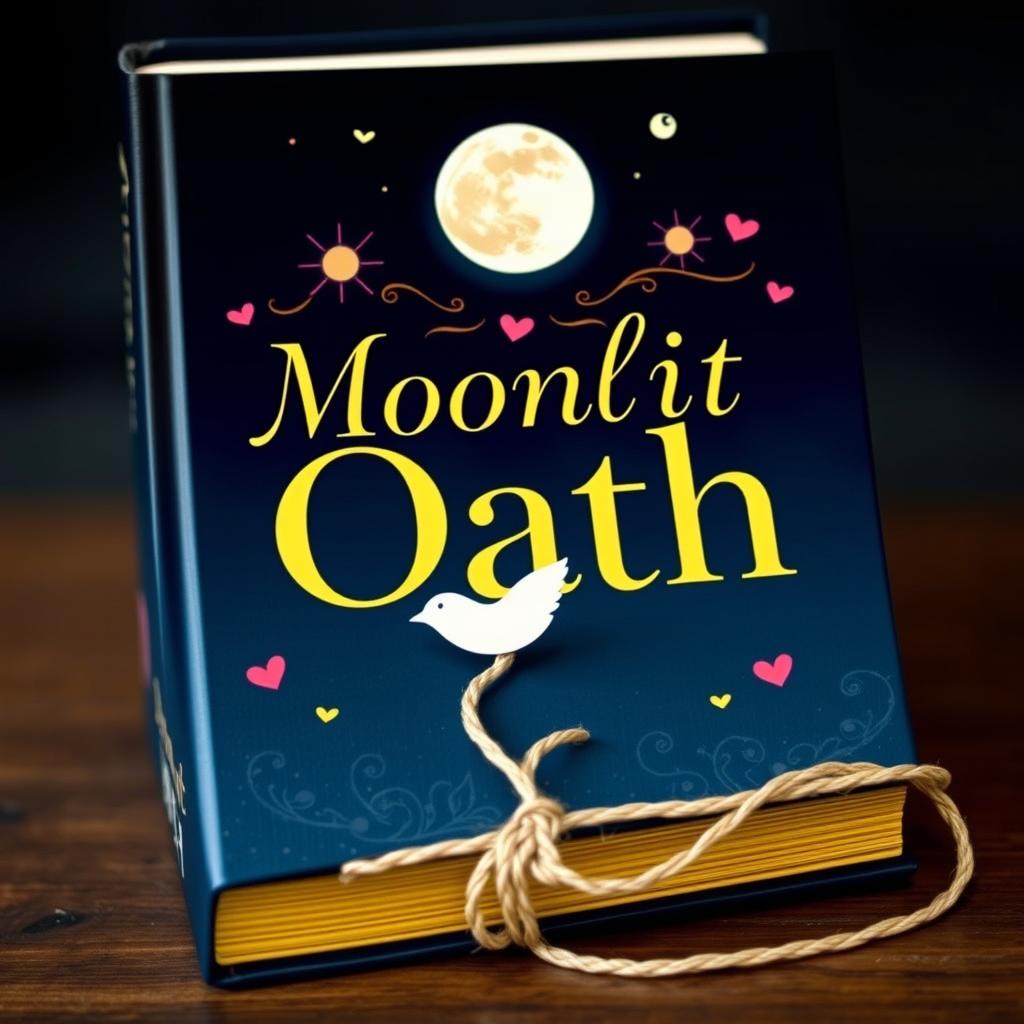 A beautifully designed book cover featuring the title 'Moonlit Oath' in an elegant and neat bold font, radiating a romantic feel
