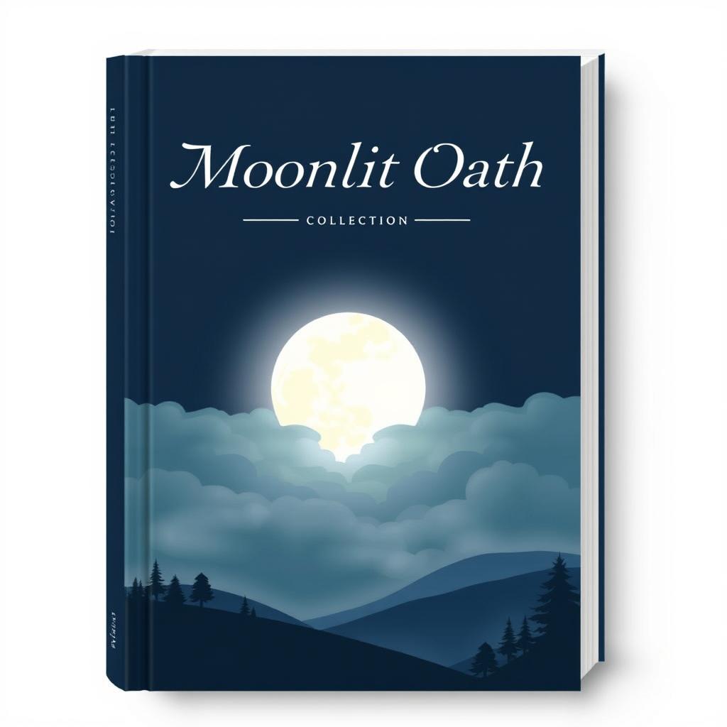 A book cover design for the "Moonlit Oath" collection, showcasing a simple and elegant image that embodies the essence of a serene moonlit night