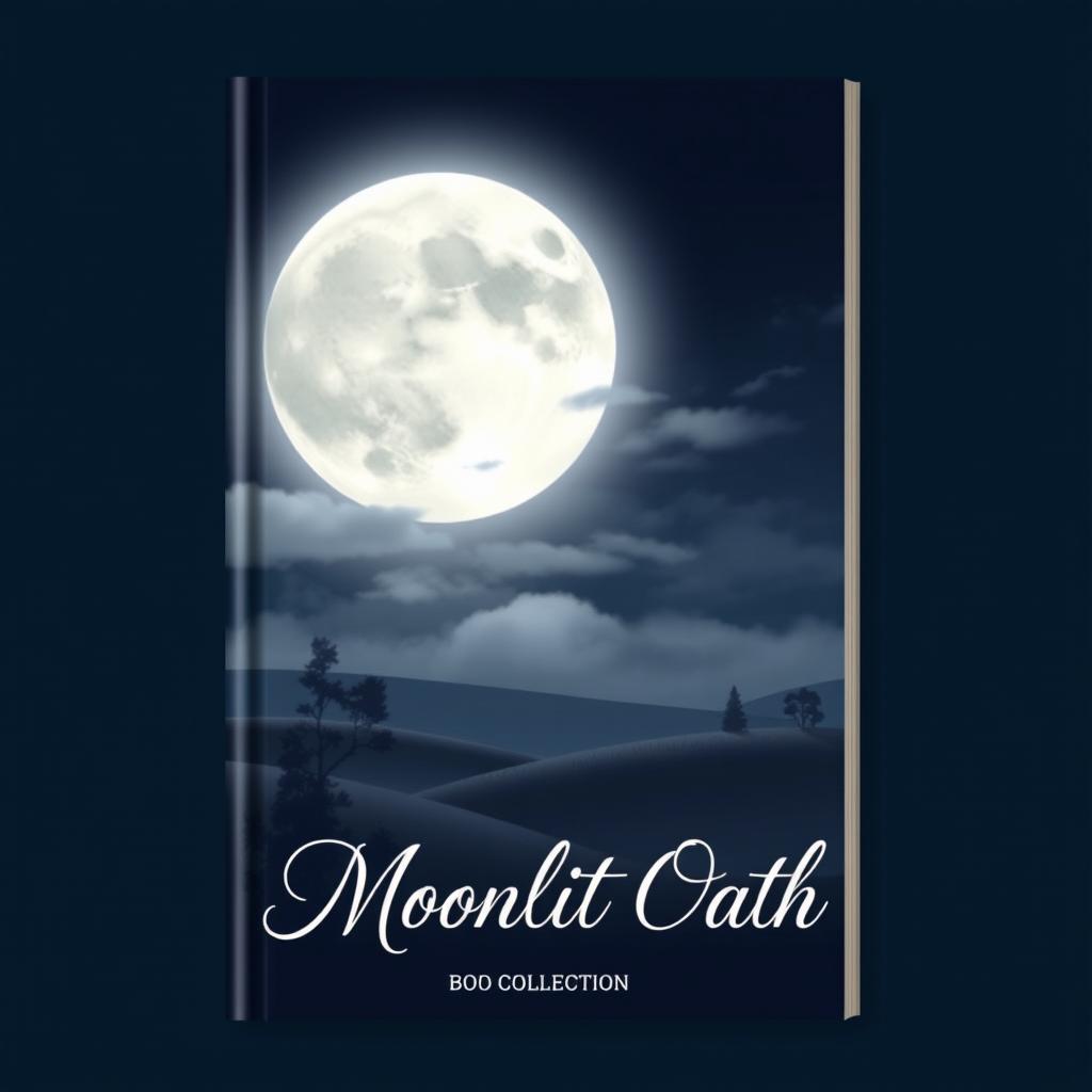 A book cover design for the "Moonlit Oath" collection, emphasizing a simple yet elegant image that encapsulates the spirit of a tranquil moonlit night