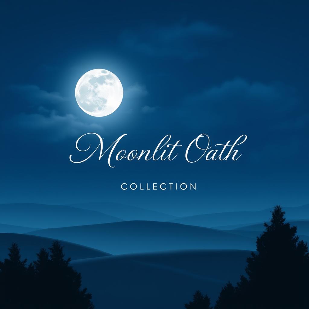 A book cover design for the "Moonlit Oath" collection, presenting a simple yet elegant image that encapsulates the magic of a moonlit night
