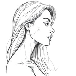 A detailed sketch of the side profile of a woman, capturing the graceful lines of her face