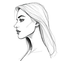 A detailed sketch of the side profile of a woman, capturing the graceful lines of her face