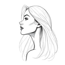 A detailed sketch of the side profile of a woman, capturing the graceful lines of her face
