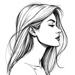 A detailed sketch of the side profile of a woman, capturing the graceful lines of her face