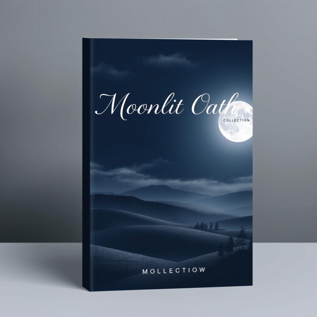 A book cover design for the "Moonlit Oath" collection, showcasing a simple yet elegant image that embodies the essence of a serene moonlit night