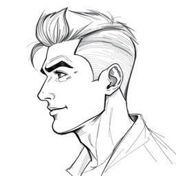 A detailed sketch of a confident man in profile view
