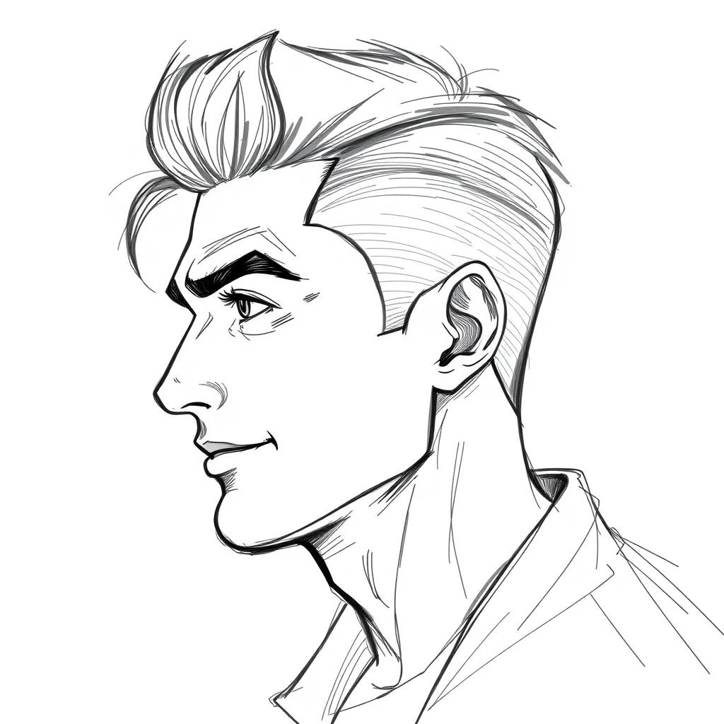 A detailed sketch of a confident man in profile view