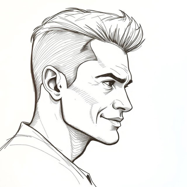 A detailed sketch of a confident man in profile view