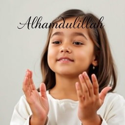 A beautiful girl praying with her hands raised, embodying a sense of serenity and gratitude