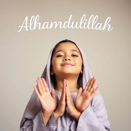 A beautiful girl praying with her hands raised, embodying a sense of serenity and gratitude