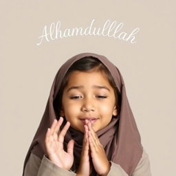 A beautiful girl praying with her hands raised, embodying a sense of serenity and gratitude
