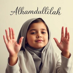 A beautiful girl praying with her hands raised, embodying a sense of serenity and gratitude