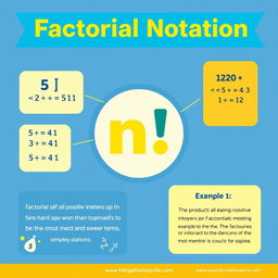 An educational infographic illustrating Factorial Notation