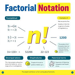 An educational infographic illustrating Factorial Notation