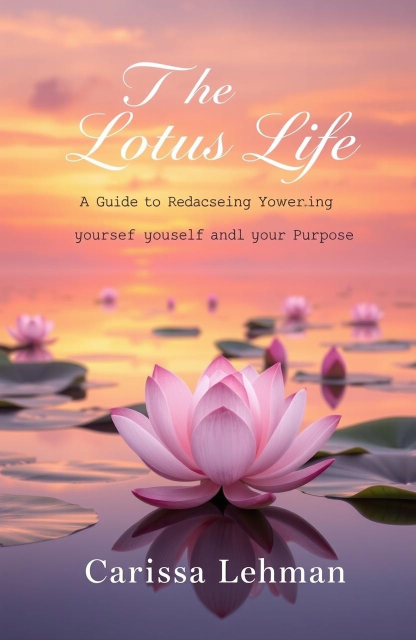 A serene and soft-colored book cover featuring a sunset background