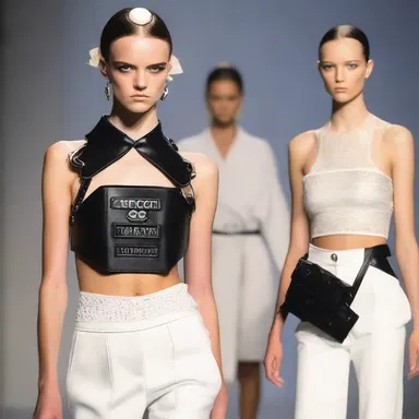 The fashion show featured models wearing VCR-inspired accessories and clothing.