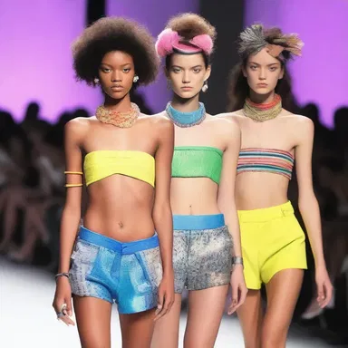 The fashion show featured models wearing VCR-inspired accessories and clothing.