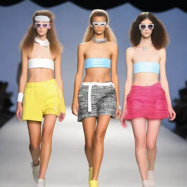 The fashion show featured models wearing VCR-inspired accessories and clothing.