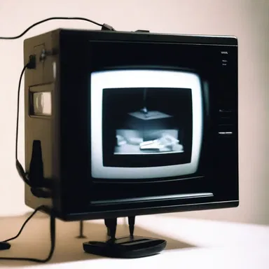 The artist incorporated a VCR into their installation piece, playing a looped video.