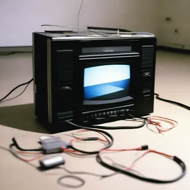 The artist incorporated a VCR into their installation piece, playing a looped video.