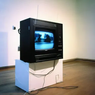 The artist incorporated a VCR into their installation piece, playing a looped video.