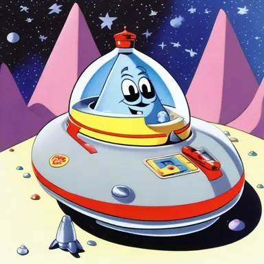 The cartoon character had a VCR-shaped spaceship to travel between animated dimensions.