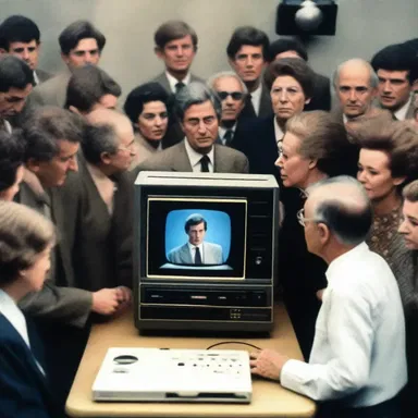During the historical event, people gathered around a VCR to watch a momentous speech.