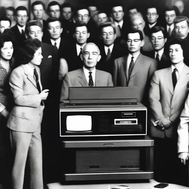During the historical event, people gathered around a VCR to watch a momentous speech.