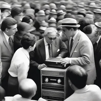 During the historical event, people gathered around a VCR to watch a momentous speech.
