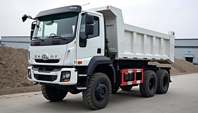 An electric dump truck designed for heavy-duty operations, featuring a capacity of 15 cubic meters